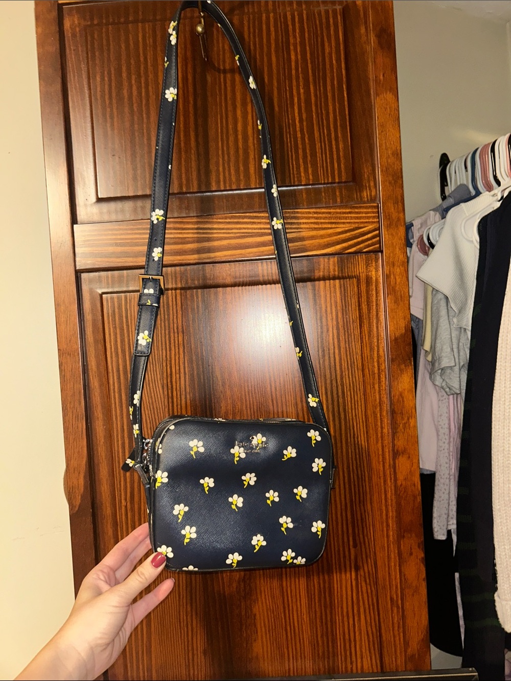 Navy Blue Kate Spade Floral Crossbody